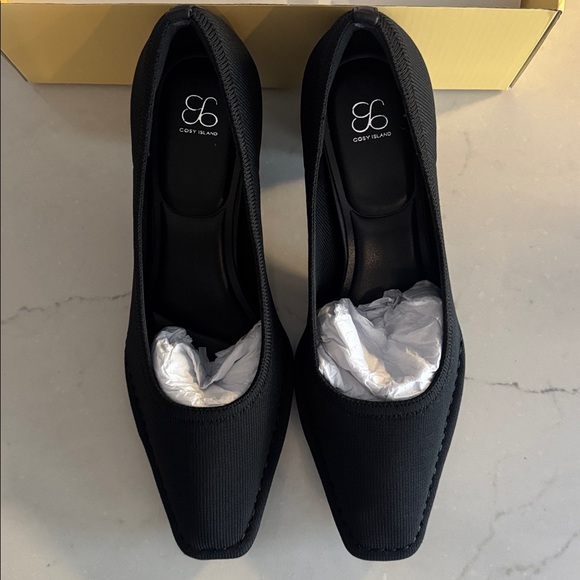 Cosy Island Black Refin Edge, Square Toe, Block heeled pumps 2.5" size 10, NIB - Picture 4 of 8